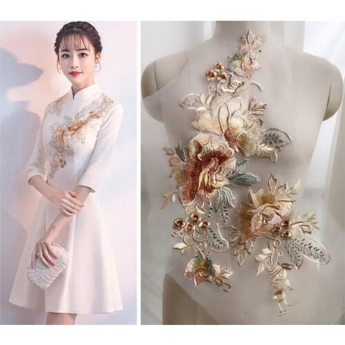 LASUI new1 piece beautiful multicolor organza flower embroidery Lace applique handmade DIY evening dress lace accessories 0344