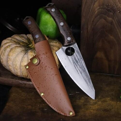 6.8 "/ 7.2" yellow pear wood handle sharp high hardness bone removal slicing knife household chef knife outdoor camping knife