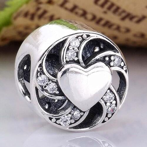 Original Celebration Of Ribbon Love Heart Spacer Beads Fit 925 Sterling Silver Bead Charm Bracelet DIY Jewelry