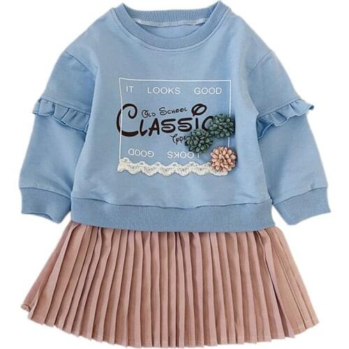 Girls Dresses 2020 Autumn New Kids Clothing Girls Fashion Loose Letters Harajuku Style Long Sleeve Sweater Dress