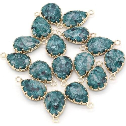 Blue Crazy Agates Pendants Water Drop Shape Pendants Charms Women for Jewelry Necklace Bracelets Accessories Handmade 14x23mm