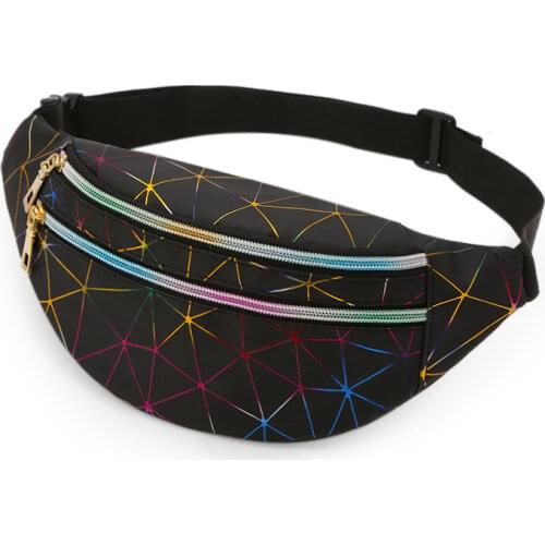 Fashion Holographic Fanny Pack Womens Belt Bag Female Waist Bags Laser Chest Phone Pouch Lady Banana Purse Bum Bag Kidney
