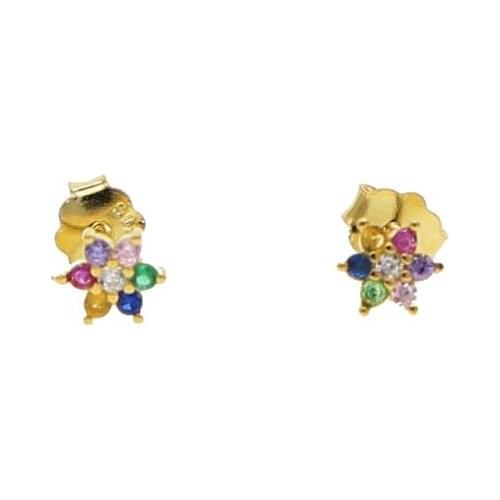 Simple lovely girls earring gift 925 sterling silver colorful rainbow cz classic minimal charming minimal earrings stud