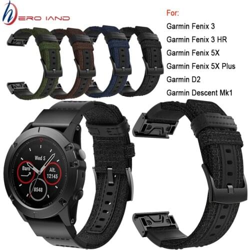 Hero Iand 26mm Quick Fit Woven Nylon Quick Release Easy Fit Watch Band Strap for Garmin Fenix 5X /5X Plus/Fenix 3/3 HR Wristband