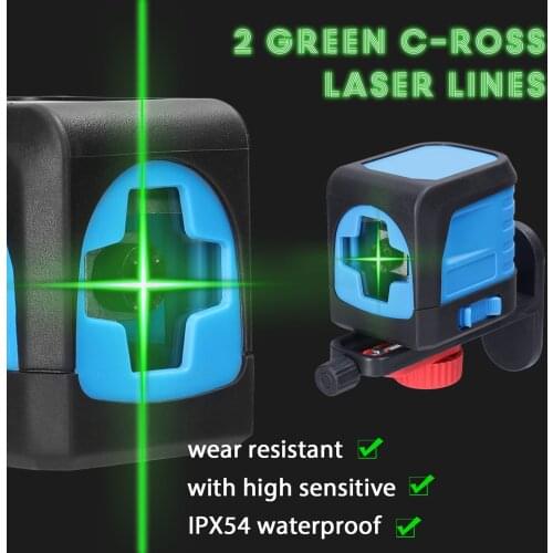 2 Lines Laser Level Self Levelling ( 4 degrees) Green Beam Laser Horizontal & Vertical Cross-Line Leveling Tool with Bracket