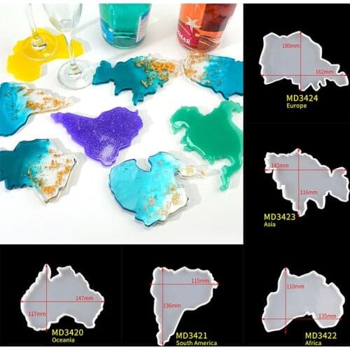Map Silicone Mold 2021 New Arrival Map Shape Coaster Cup Mat Pad Epoxy Resin Mold DIY Craft Mould Handmande Plaster Casting Tool