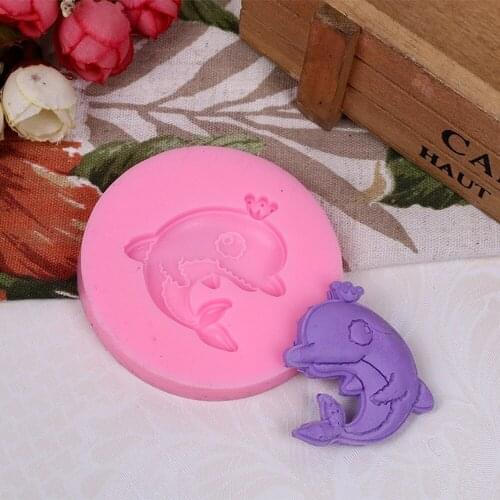 Silicone Fondant Mold Cute Lovely Dolphin Shape Ocean Theme Fondant Cake Decoration Gum Paste Chocolate Mould Small Size 1PC