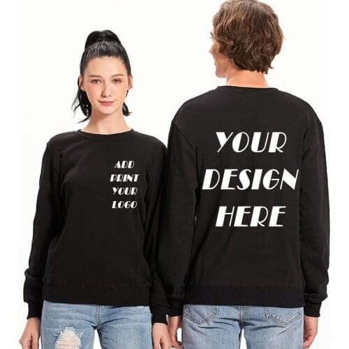 Custom Print Logo Men Women Solid Color Chinese Size 4XL Sweatshirts 100% Pure Cotton Long Sleeve Pullover Couples Streetwear