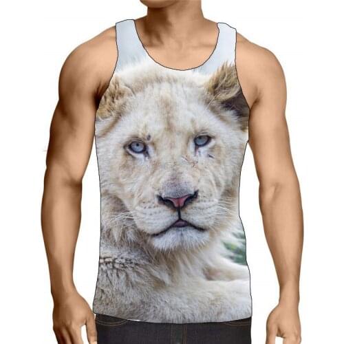 Mens Tiger Graphic Sleeveless 3D Top Holiday Tees Animals Tank Tops Gym Boys Streetwear Novelty Vest