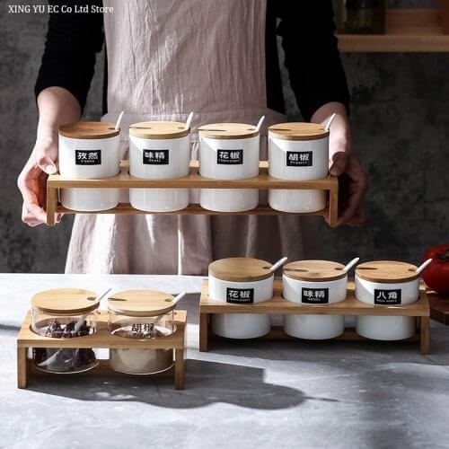Japanese Style Kitchen 420 Ml Seasoning Jar Set Household Glass Seasoning Box Seasoning Bottle Set Storage Box Kitchen Supplies