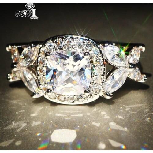 YaYI Jewelry Princess Cut 6.2CT White Zircon Silver Filled Engagement Rings wedding Heart Rings Valentines Day Girls ring 1141