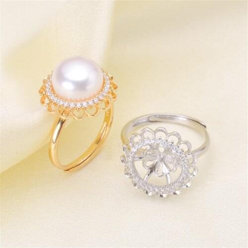 Wholesale Classic 925 Silver Ring Accessories Settings Adjustable Blank Pearl Ring Setting Base For Women Diy Jewelry Making