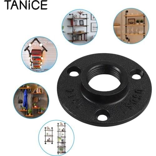 TANiCE 10Pcs Black Flange Aluminum Alloy Pipe Fittings Wall Floor Flange Rusty Industrial 3/4" BSP For Hanging Racks Shelves
