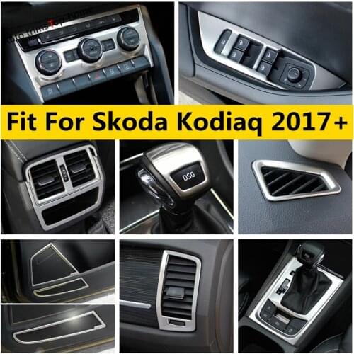 Car Door Stereo Speaker Gear Shift Dashboard Air AC Cover Trim Interior For Skoda Kodiaq 2017 - 2021 Stainless Steel Accessories