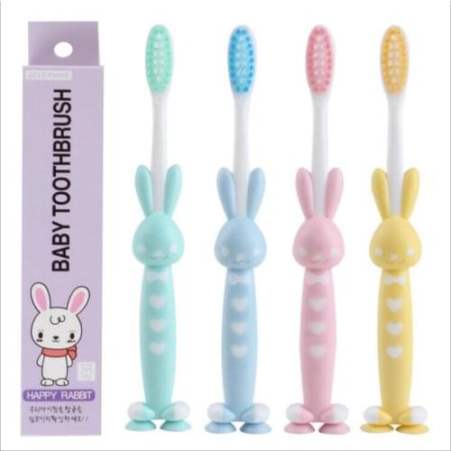 Free Shipping 10pieces/lot Mixed Color Kawaii Cartoon Rabbit Soft Children Toothbrush with Paper Box Wholesale