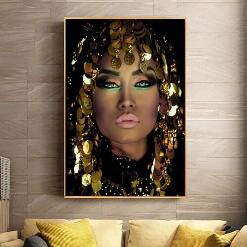 Bling Gold Makeup Woman Canvas Paintings Home Wall Art Posters and Prints Wall Pictures for Living Room Home Wall Cuadros Decor