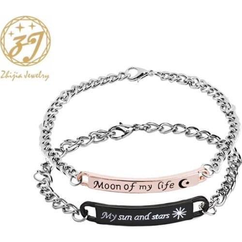 Zhijia moon of my life Bracelets Bending my sun and stars Bracelet couple valentines day Gift charm bracelet for lovers