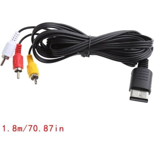 Black 1.8M/6FT RCA Audio Video AV Stereo Composite Adapter Cable For Sega Dreamcast