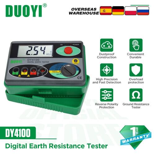 DUOYI DY4100 Megger Meter Resistance Tester Digital Megohmmeter Earth Resistance Tester Ground 0-2000 Ohm Insulation Tester