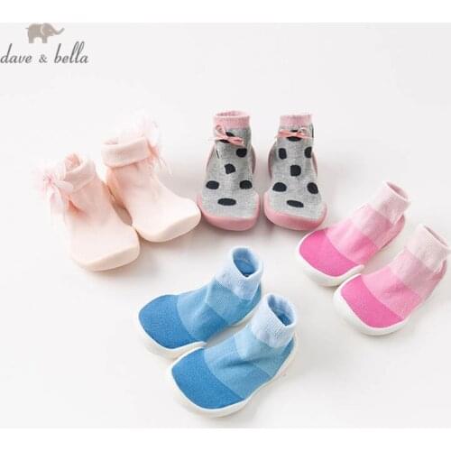 DB7605 Dave Bella Toddler Shoes Soft Bottom For Newborn Fashion Baby Socks With Rubber children shoes