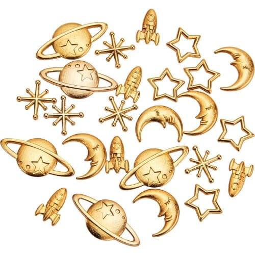 25Pcs Metal Alloy Mixed Shape Epoxy Mold Cabochons Charms UV Resin Filling Accessories for Jewelry Making