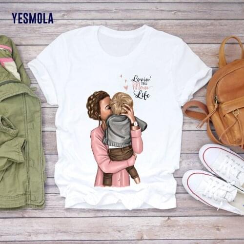 YESMOLA Cartoon Super Mom Life Momlife Womens T-shirt Summer Print Lady T-shirts Ladies Womens Graphic T-shirt Female Tops Tees