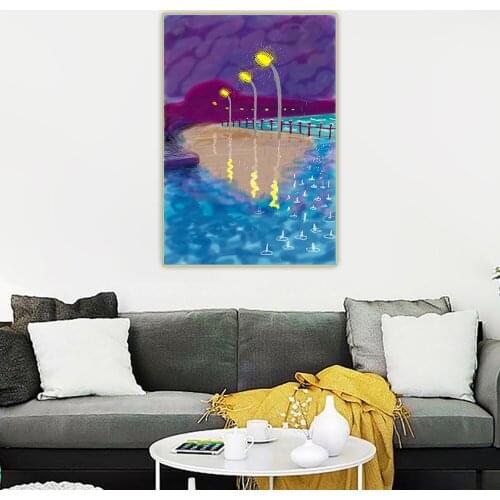 Citon David Hockney《Rainy Night on Bridlington Promenade》Canvas Oil Painting Art Picture Wall Background Decor Home Decoration