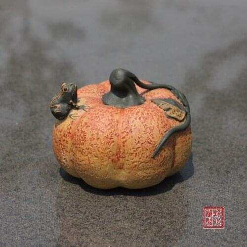 Chinacollection yixing red stoneware Tea pet Ornament - pumpkin