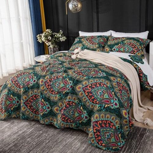CHAUSUB Bohemia BedSpreads For Bed Cotton Quilt Set 3PCS Quilts Quilted Bed Cover Shams King Queen Size Coverlet Blanket On Bed