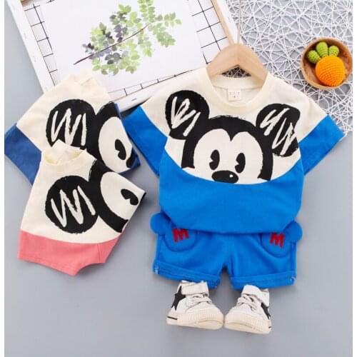 Summer New Baby Boys Mickey Clothes Sets Children Clothing For Boy Short Sleeve Cartoon Shirts Short Pants Tracksuit Kids Suits