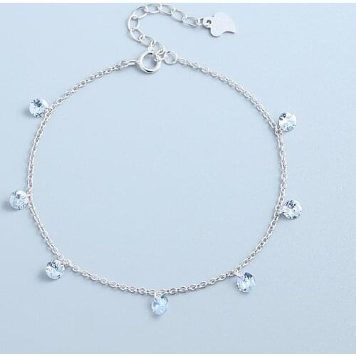 925 Sterling Silver Tassel Zircon Round Bead Charm Bracelet & Bangle For Women Girls Wedding Jewelry Accessories sl328