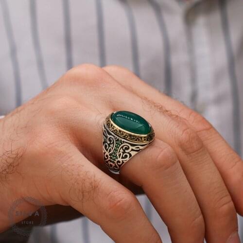 Agate Aqeeq 925 silver mens ring. Mens jewelry stamped with silver stamp 925 All sizes are available
