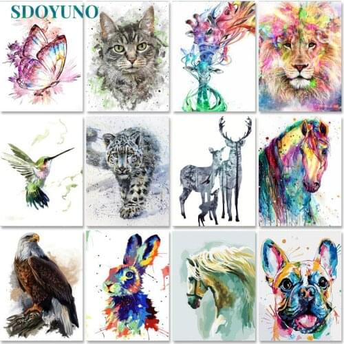 SDOYUNO Paint By Numbers Kits On Canvas Animals DIY Frame 60x75cm Oil Painting By Numbers Dogs Home Decor Lions Wall Art