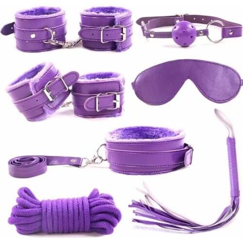 Sex Toys Sex Games Leather BDSM Kits Plush Sex Bondage Set Handcuffs Whip Nipple Clamps Juguetes Sexul3s Juegos Eróticos Sexo