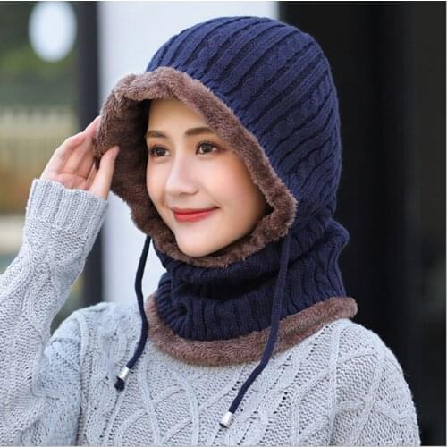 New Winter Wool Knitted Hat Scarf Women Skullies Beanies Winter Hats For Women Men Warm Mask Thick Girl Female Cap Beanie Hat