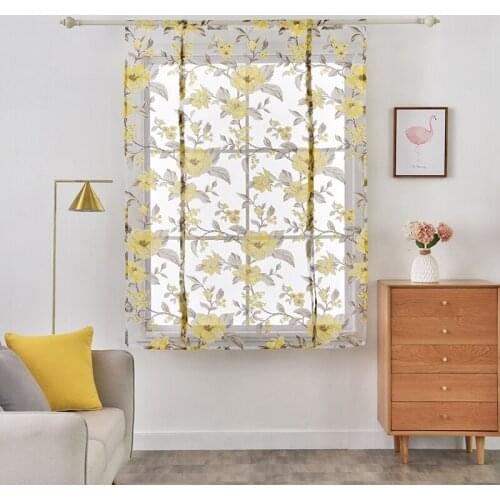 Lanke Hawthorn Flowers Window Screening,Tulle Short Curtains for Living Room Bedroom Kitchen,Printing Drapes Decor 12 Sizes