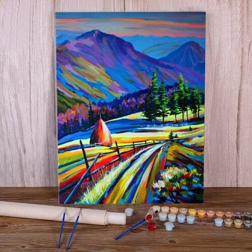 Landscape August Painting By Numbers Set Acrylic Paints 40*50 Painting On Canvas Handmade For Kids Art