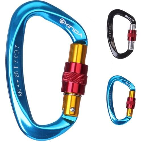 25KN Professional Safety Master D Shape Carabiner Buckle Lock Outdoor Rock Climbing Equipment Lock Carabiner Buckle Clamp