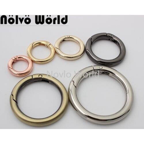 50pcs 6 colors 6 sizes 4.0 5.0mm 1/2" 5/8" high quantity spring gate rings for womanhandbag purse handle connector
