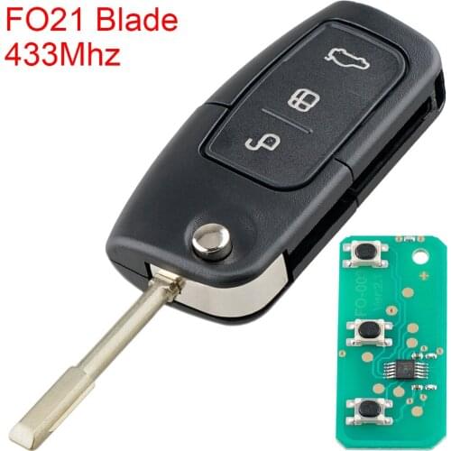 433 Mhz 3 Buttons Remote Car key 4D63 40Bit Chip and FO21 Blade Keyless Entry Transmitter for Ford Monde FIESTA S MAZ GALAXY