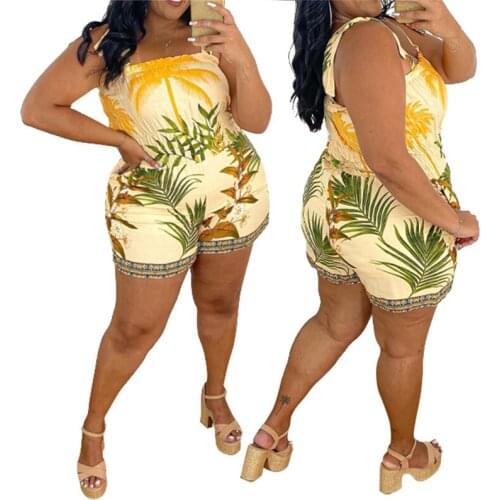 Plus Size Strap Rompers Womens Jumpsuit Shorts Sexy Strapless Sleeveless Print Summer Clothes for Women Wholesale Dropshipping
