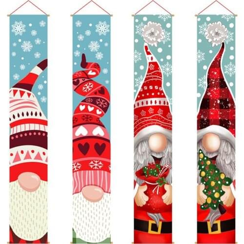 Merry Christmas Porch Sign Faceless Gnome Decorative Door Couplet Ornaments Santa Claus And Snowman Door Couplets