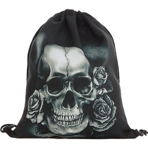 3D Printing Skull Drawstring Bags Polyester Women Men Backpacks Cool Pattern Teenagers School Shoulder Bags sac a dos garcon 2.6