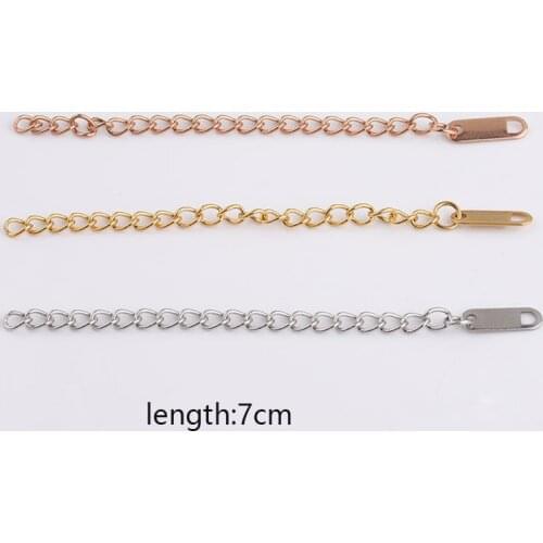 Silver Color/Gold Color/Rose Gold Color Stainless Steel Extender Chain With Rectangle Charms Extended Extension Chain 7cm 50pcs