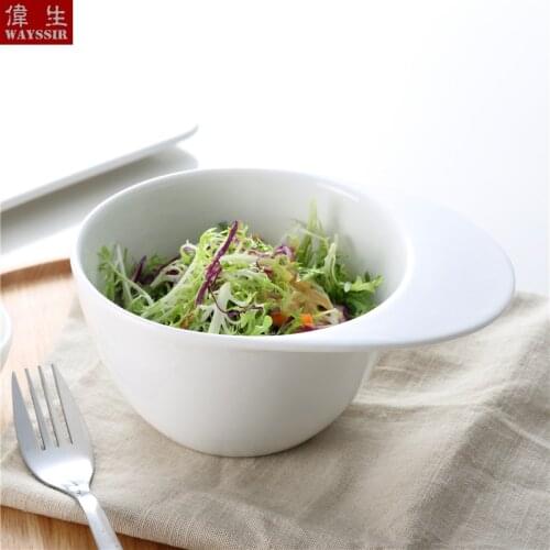 Hat Shaped White Porcelain Fruit Salad Bowl Dinner Breakfast Sauce Dish Cake Rice Bowl Noodle Pasta Soup Bowl Tableware Ceramics