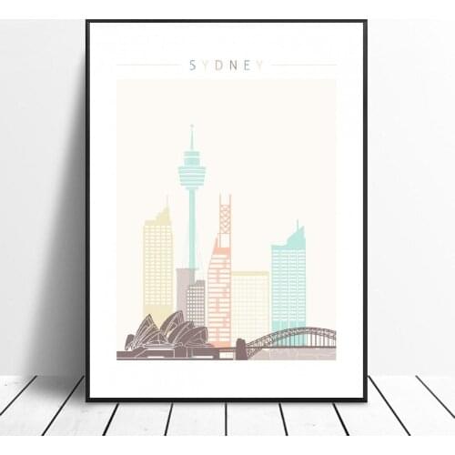 Sydney Skyline Canvas Print Wall Art Poster Picture Modern Minimalist Bedroom Living Room Decoration No Frame