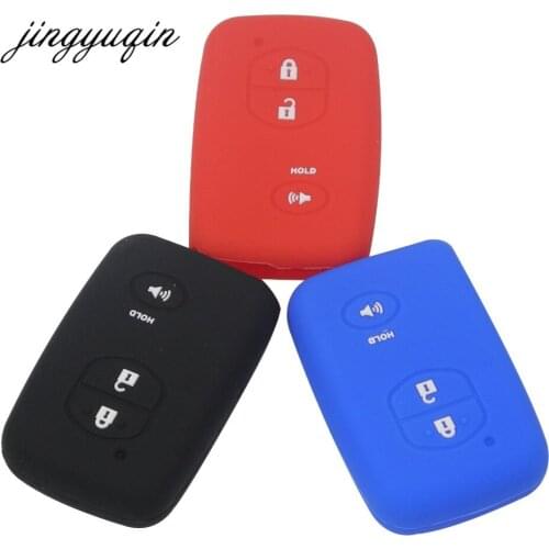 Jingyuqin Silicone Car Remote 3 Buttons Key Cover for Toyota Camry Land Cruiser Prado Prius 4Runner Venza Smart Fob Case Holder