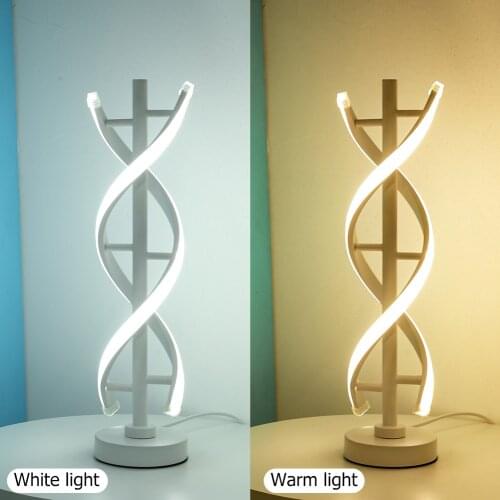 12W LED Spiral Table Lamp Modern Minimalist Design Curved Strip Warm White Light Acrylic Lighting Living Room Bedroom Decoration