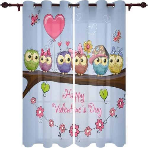 Modern Curtains Owl Flower Balloon Baby Room Bedroom Creative Window Curtains Kitchen Living Room Terrace Valance Curtains