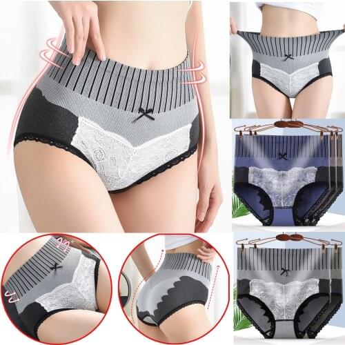 Trendyland Women Lace Panties High Waisted Cotton Underwear Tummy Control Briefs Ladies Soft Pantie Intimates Underwear 2021